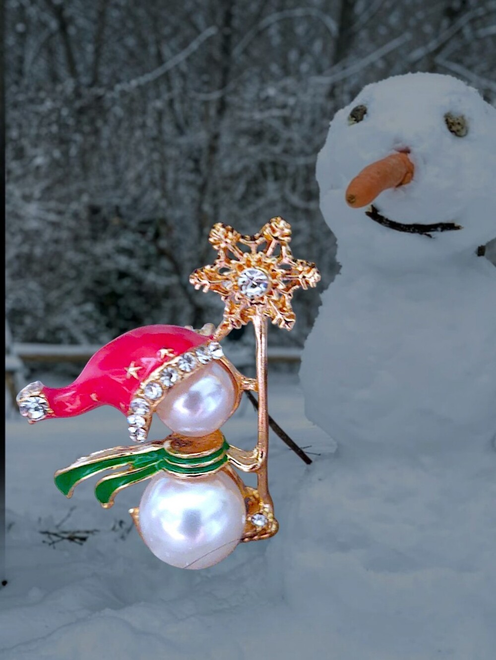 Festive  Snowman Brooch